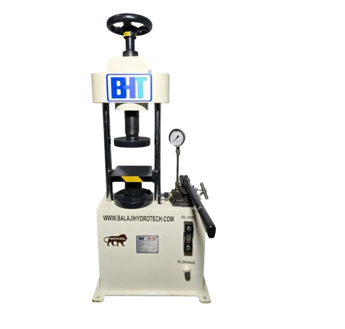 Laboratory Hydraulic Press | Compact 5-50 Ton Research Press with Heating Plates for Sample Preparation, Pellet Making & Material Testing Applications.